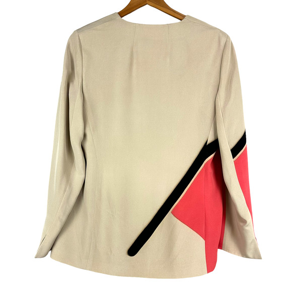 Akris NWT Antea Linia Print 100% Mulberry Silk Crepe Jacket Size US 10 Designer - Picture 4 of 11